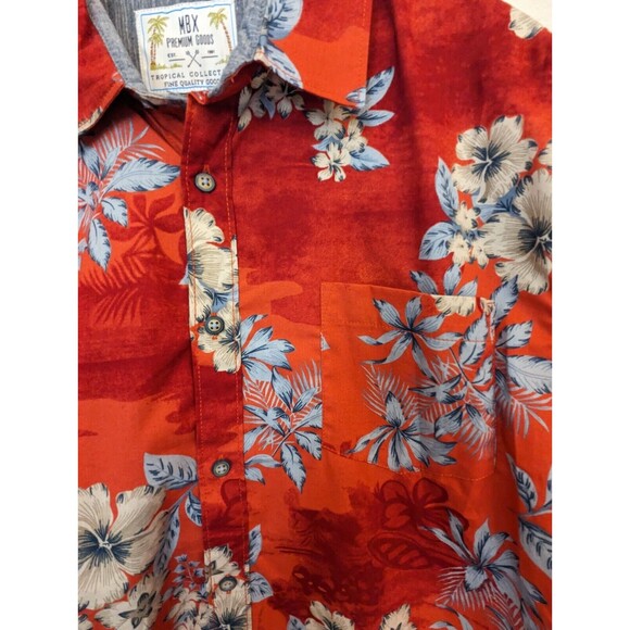 MBX Premium Goods Hawaiian Paradise Shirt Red Tropical Flowers Men's Size Large - Picture 3 of 7